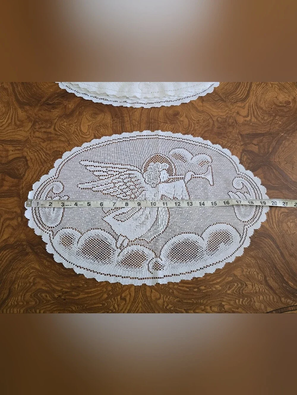 Heritage Lace Alpine Angels Oval Placemats, White, Set of 10 Vintage Holiday